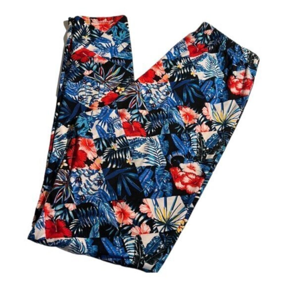 Buttery Tropical Multicolor Elastic Waist Leggings One Size EUC #2432